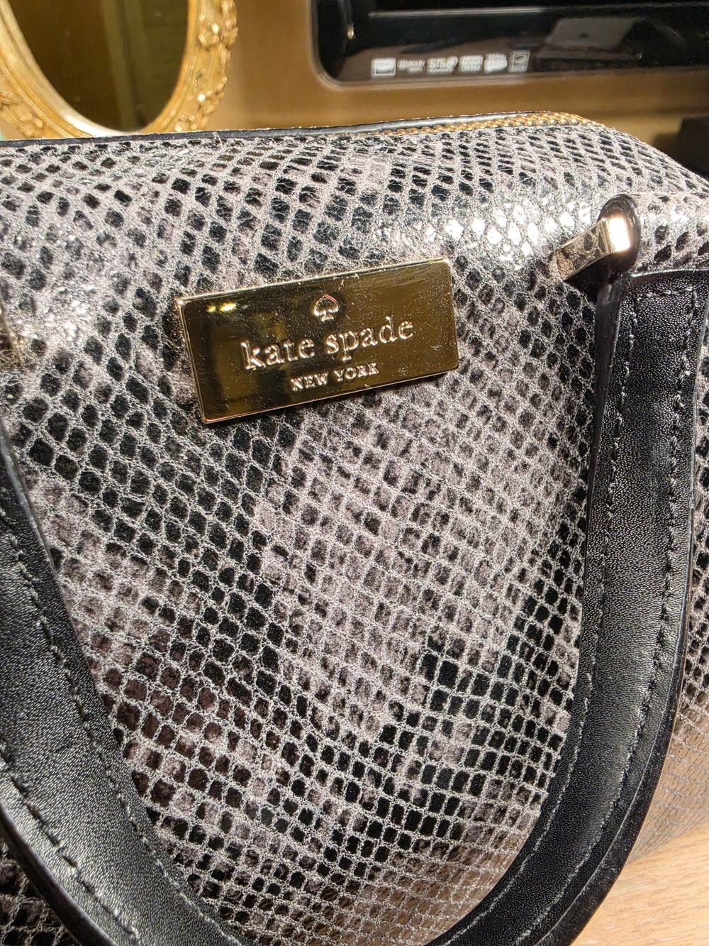 kate spade Gray Python-Embossed Leather Crossbody Satchel NWOT (Retail $398) - Picture 12 of 15